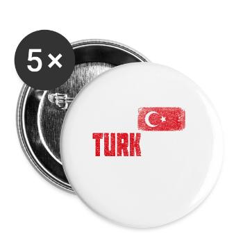 Turquie fierté drapeau turc cadeau Istanbul - Lot de 5 petits badges (25 mm) - blanc - Devant