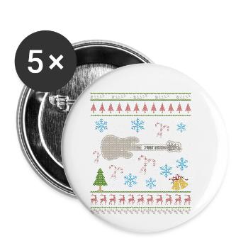 Bass Player Christmas hässliches Hemd Bassist Bass - Buttons klein 25 mm (5er Pack) - Weiß - Vorne