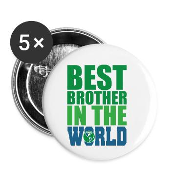 Best brother in the world - Buttons small 1''/25 mm (5-pack) - white - Front