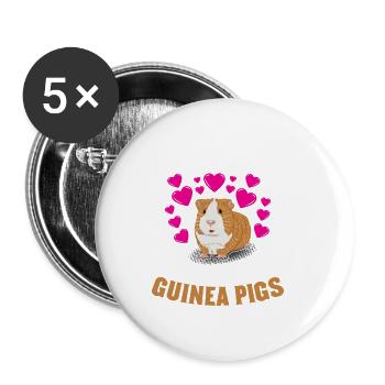 Juste une fille qui aime le cochon d'Inde de cobaye - Lot de 5 petits badges (25 mm) - blanc - Devant