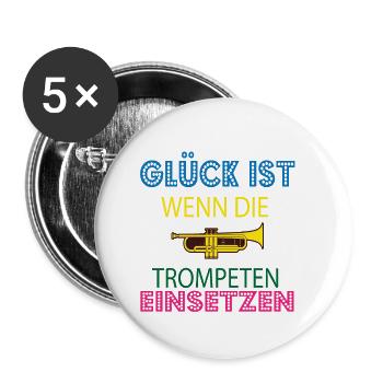 Trompeter Shirt · Musik · Glück Geschenk - Buttons klein 25 mm (5er Pack) - Weiß - Vorne