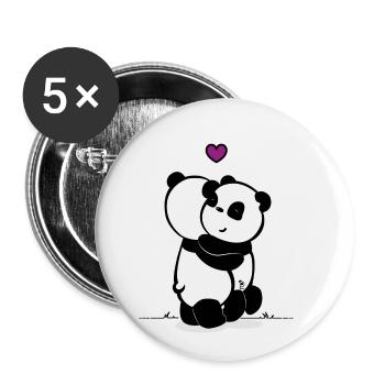 Panda Love - Buttons small 1''/25 mm (5-pack) - white - Front