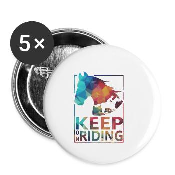 Pferde reiten - Buttons klein 25 mm (5er Pack) - Weiß - Vorne