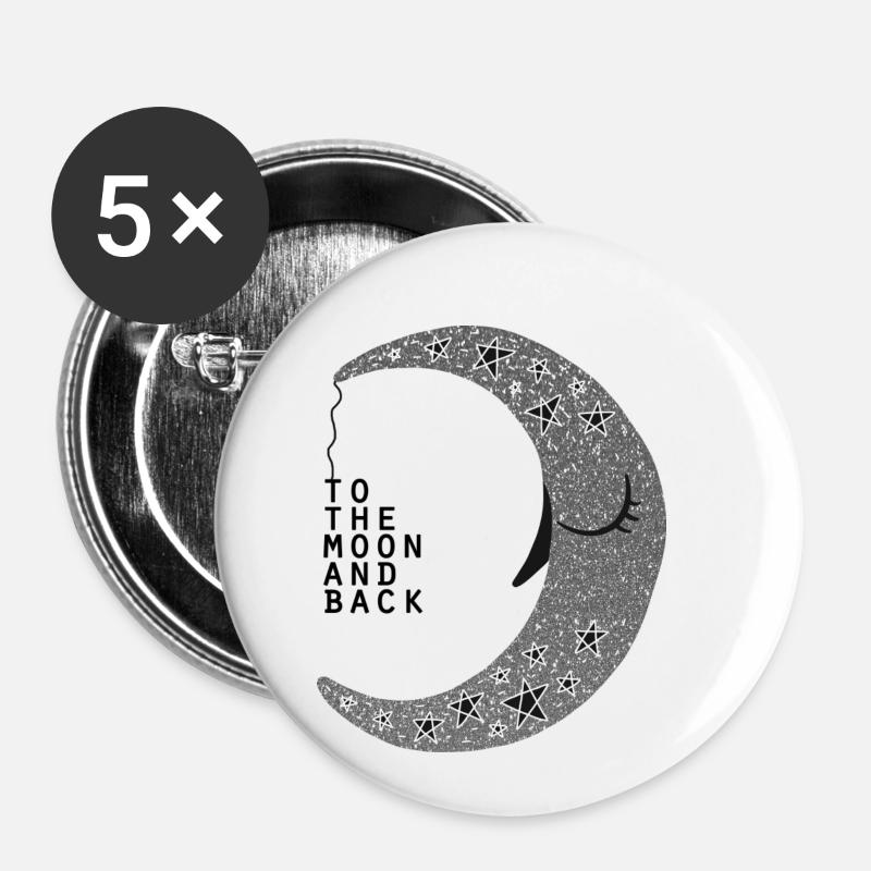 Mond | Mond glitzern - Buttons klein 25 mm (5er Pack) - Weiß