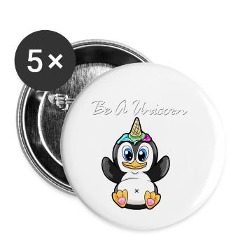 Be A Unicorn doux pingouin de la glace de la licorne - Lot de 5 petits badges (25 mm) - blanc - Devant