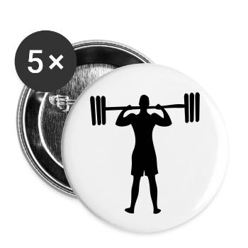 weighting lifting sports man - Buttons small 1''/25 mm (5-pack) - white - Front