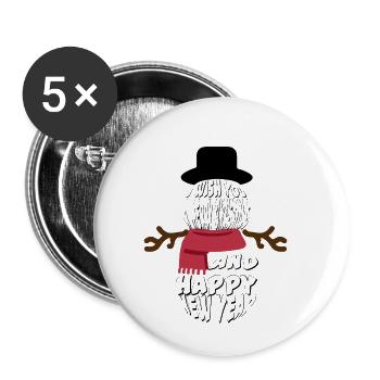 MERRY CHRISTMAS AND HAPPY NEW YEAR - Buttons klein 25 mm (5er Pack) - Weiß - Vorne