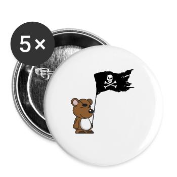 Ours pirate - Lot de 5 petits badges (25 mm) - blanc - Devant