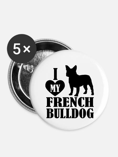 Bulldogge - Buttons klein 25 mm (5er Pack) - Weiß