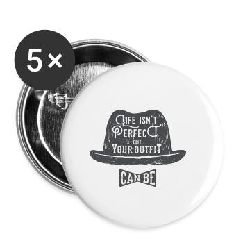 LIVE ISN ´T PERFECT BUT YOUR OUTFIT - Buttons klein 25 mm (5er Pack) - Weiß - Vorne