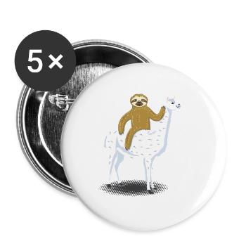 Paresseux lama paresseux lama alpaga lama - Lot de 5 petits badges (25 mm) - blanc - Devant
