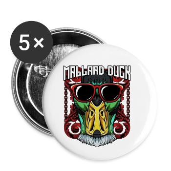 Cool Wildente | Trendy Sonnenbrille Vogel Geschenk - Buttons klein 25 mm (5er Pack) - Weiß - Vorne