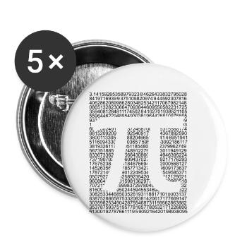 PI - Lot de 5 petits badges (25 mm) - blanc - Devant