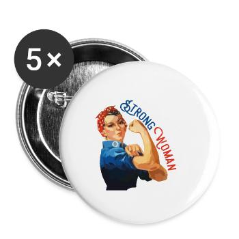 Strong woman - Buttons small 1''/25 mm (5-pack) - white - Front