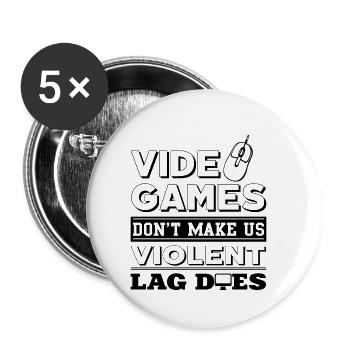 Gamer - Buttons klein 25 mm (5er Pack) - Weiß - Vorne
