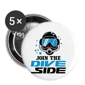 Dive Side - Buttons klein 25 mm (5er Pack) - Weiß - Vorne