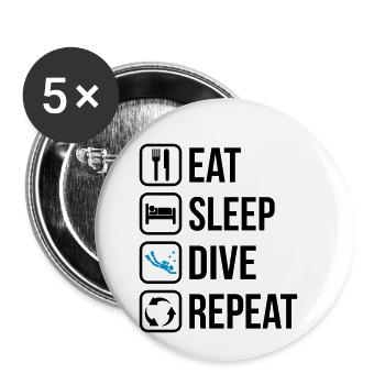 Eat Sleep Dive Repeat - Buttons small 1''/25 mm (5-pack) - white - Front