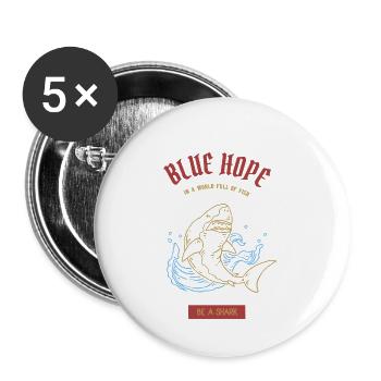 "Blue Hope" Shark | Tshirt & Gift - Buttons small 1''/25 mm (5-pack) - white - Front