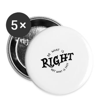Cadeau de chemise de citation d'inspiration droite - Lot de 5 petits badges (25 mm) - blanc - Devant
