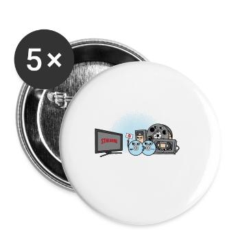 Lustig anti Streaming CD Video Kassetten Geschenk - Buttons klein 25 mm (5er Pack) - Weiß - Vorne