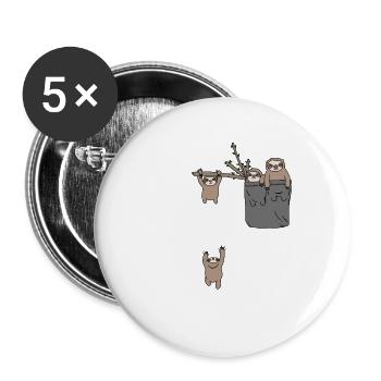 Funny sloths in the bag bag gift - Buttons small 1''/25 mm (5-pack) - white - Front