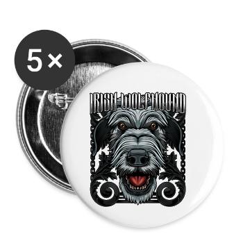 Modern Irish Wolfhound | Trendy Hundekopf Geschenk - Buttons klein 25 mm (5er Pack) - Weiß - Vorne
