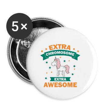 Einhorn Unicorn Glitzer Regenbogen Extra-Chromosom - Buttons klein 25 mm (5er Pack) - Weiß - Vorne