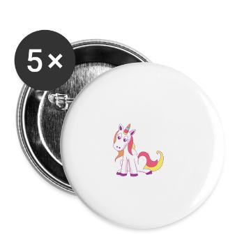 Cadeau d'entraîneur magique drôle de cheval de licorne - Lot de 5 petits badges (25 mm) - blanc - Devant