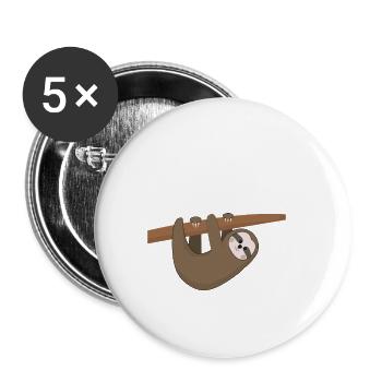 Marathon paresseux cadeau drôle drôle - Lot de 5 petits badges (25 mm) - blanc - Devant