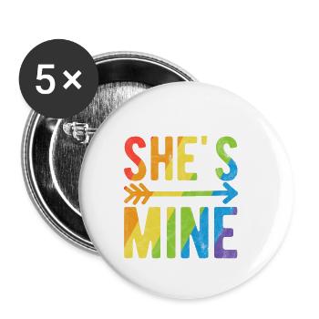 Elle est à moi! Elle est à moi! Déclaration de femme - Lot de 5 petits badges (25 mm) - blanc - Devant
