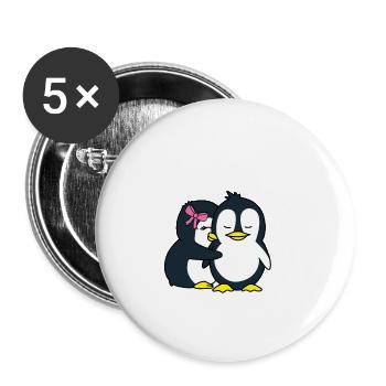 Je t'aime un cadeau de couples d'amour pingouin lottle - Lot de 5 petits badges (25 mm) - blanc - Devant