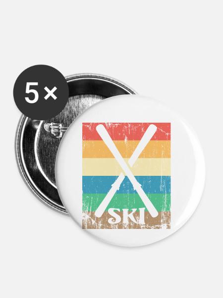 Ski Winter Mountains Apres Ski - Buttons small 1''/25 mm (5-pack) - white