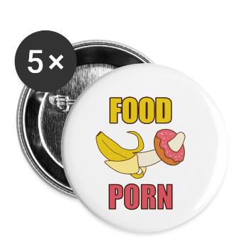 Food Porn Sex Sexuelle Anspielung Lustig Pervers - Buttons klein 25 mm (5er Pack) - Weiß - Vorne