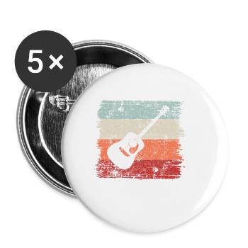 E-Gitarre Gitarre Vintage Geschenk Geschenkidee - Buttons klein 25 mm (5er Pack) - Weiß - Vorne