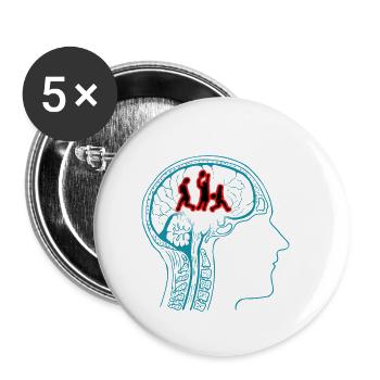 Le tennis dans la tête cadeau de chemise pour les joueurs de tennis - Lot de 5 petits badges (25 mm) - blanc - Devant