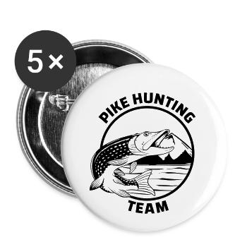 Gift pike fishing fishing club hobby passion - Buttons small 1''/25 mm (5-pack) - white - Front