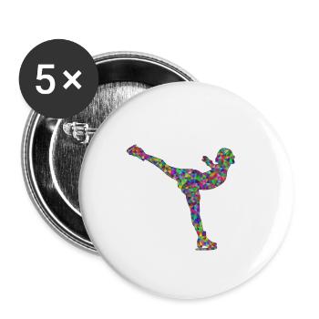 Patinage artistique Patin à glace - Lot de 5 petits badges (25 mm) - blanc - Devant