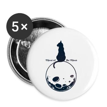 Black cat - Buttons small 1''/25 mm (5-pack) - white - Front