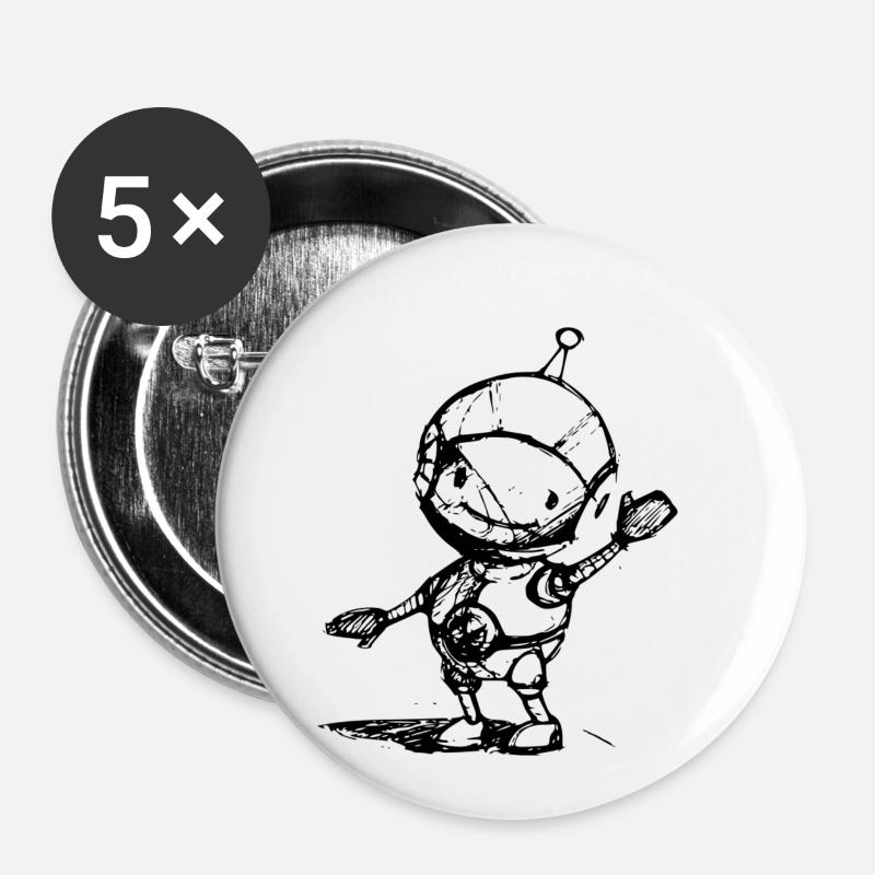 Robot Space - Buttons small 1''/25 mm (5-pack) - white