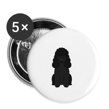 Pudel - Buttons klein 25 mm (5er Pack) - Weiß - Vorne