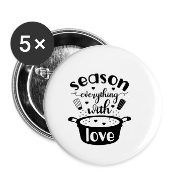 Würzen Gewürze Kochen Valentinstag Paar Geschenk - Buttons klein 25 mm (5er Pack) - Weiß - Vorne