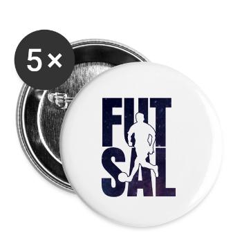 Futsal Logo Geschenk - Buttons klein 25 mm (5er Pack) - Weiß - Vorne