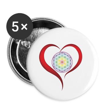 Blume des Lebens spirituell medititation chakra - Buttons klein 25 mm (5er Pack) - Weiß - Vorne