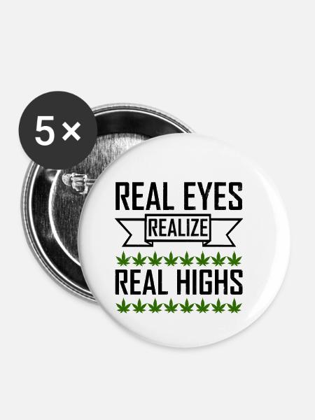 Weed - Buttons klein 25 mm (5er Pack) - Weiß