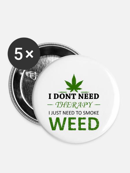 Weed Therapy - Buttons klein 25 mm (5er Pack) - Weiß