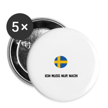 Keine Therapie Ich Muss Nur Nach Schweden - Buttons klein 25 mm (5er Pack) - Weiß - Vorne