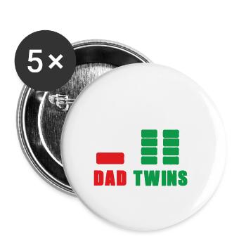 Father and twins batteries battery level - Buttons small 1''/25 mm (5-pack) - white - Front