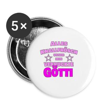 Schweiz Schweizer Götti Patenkind Taufe Geschenk - Buttons klein 25 mm (5er Pack) - Weiß - Vorne
