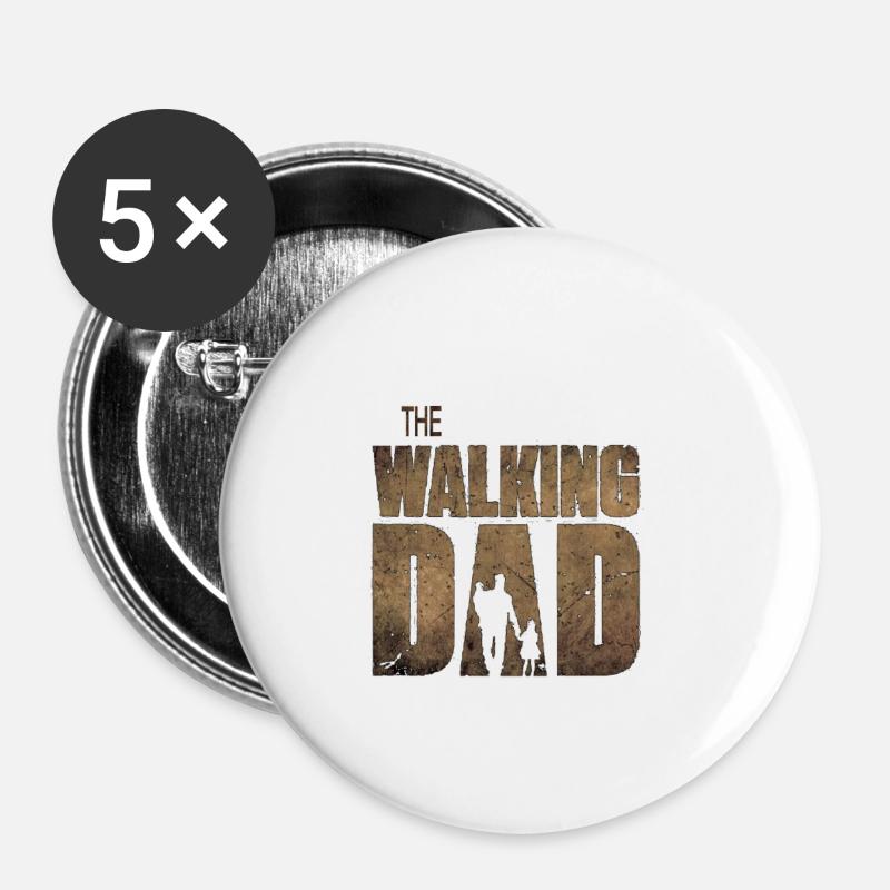 The Walking Dad Father's Day Gift - Buttons small 1''/25 mm (5-pack) - white