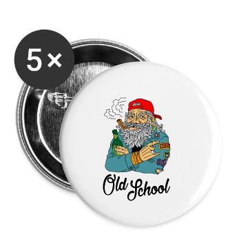Biker Moto Racer Chopper - Lot de 5 petits badges (25 mm) - blanc - Devant
